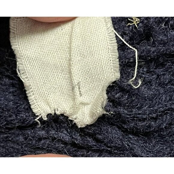 90s Vtg Womens Skyr Shetland Wool Cardigan Sweater Button Front Blue Red 38 Flaw - Picture 11 of 11